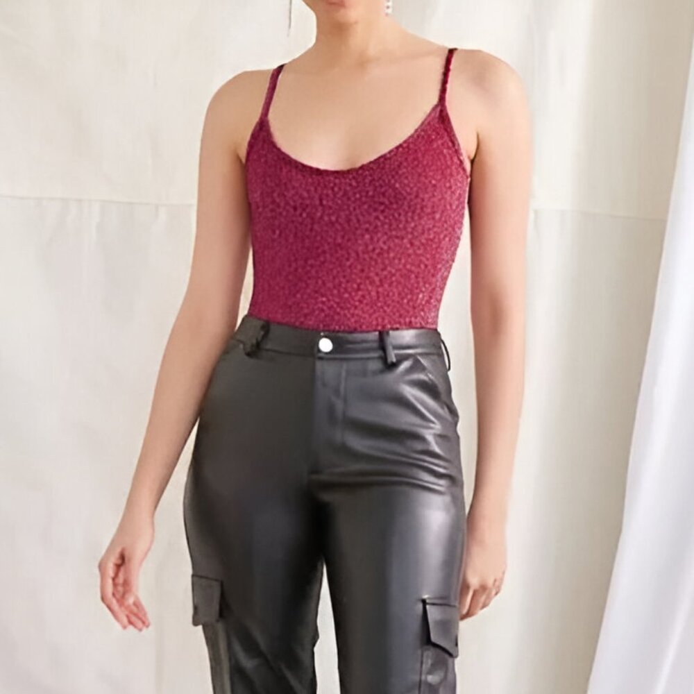 Forever 21 Red Shimmer Bodysuit